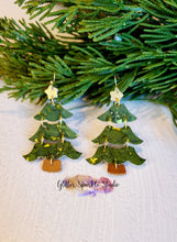 Load image into Gallery viewer, Pair of 2 inch Fancy Tiered Christmas Tree Petite Dangle Earring Steel Rule Die