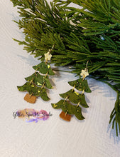 Load image into Gallery viewer, Pair of 2 inch Fancy Tiered Christmas Tree Petite Dangle Earring Steel Rule Die