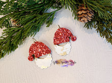 Load image into Gallery viewer, Pair of 2 inch Santa Hat and Beard Christmas Petite Dangle Earring Steel Rule Die