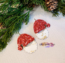 Load image into Gallery viewer, Pair of 2 inch Santa Hat and Beard Christmas Petite Dangle Earring Steel Rule Die