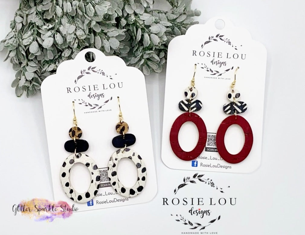 Pair of Elegant Oval Dangle Drops Earring Steel Rule Die