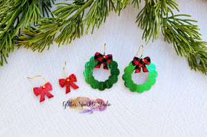 Pair of Mini 1.5 inch Ribbon Wreaths Earring Steel Rule Die