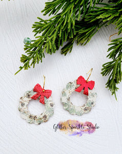Pair of Mini 1.5 inch Ribbon Wreaths Earring Steel Rule Die