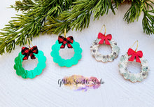 Load image into Gallery viewer, Pair of Mini 1.5 inch Ribbon Wreaths Earring Steel Rule Die