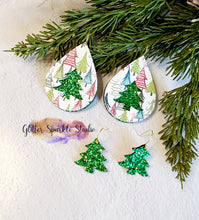 Load image into Gallery viewer, Tiny 1.62 inch Double Layer Petite Flouncy Christmas Tree Teardrop Earrings Steel Rule Die