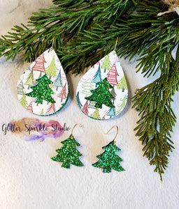 Double Layer Flouncy Christmas Tree Teardrop Earrings Steel Rule Die