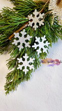 Load image into Gallery viewer, Four Petite 1.5 inch Delicate Snowflakes for Earrings or snap clip and bow appliques Steel Rule Die