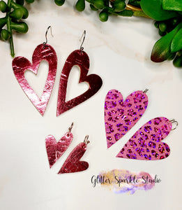 Pairs of Open & Oblong Hearts layered Earring Steel Rule Di