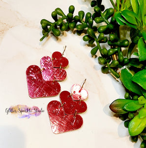 Pair of Heart Stacker Dangle Earring Steel Rule Die