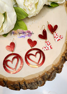 45mm Pair of Heart Hoops Dangle Earrings Steel Rule Die