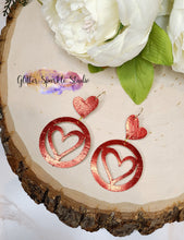 Load image into Gallery viewer, 45mm Pair of Heart Hoops Dangle Earrings Steel Rule Die