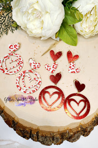 45mm Pair of Heart Hoops Dangle Earrings Steel Rule Die