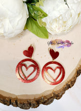 Load image into Gallery viewer, 45mm Pair of Heart Hoops Dangle Earrings Steel Rule Die