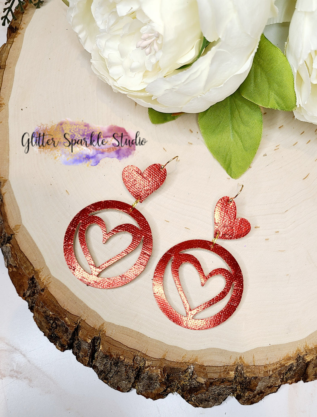 45mm Pair of Heart Hoops Dangle Earrings Steel Rule Die