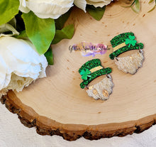 Load image into Gallery viewer, Pair of 2 inch Leprechaun Hat and Beard Petite Dangle Earring Steel Rule Die