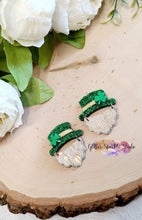 Load image into Gallery viewer, Pair of 2 inch Leprechaun Hat and Beard Petite Dangle Earring Steel Rule Die