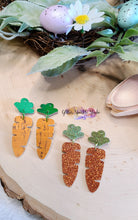 Load image into Gallery viewer, NEW Bigger Top- Pair of 2 Inch Mirrored Carrot Dangle Earring Petite Steel Rule Die