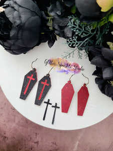 Pair of Gothic Coffin Vampire layered Earring Steel Rule Die