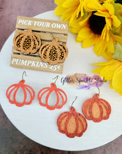 Load image into Gallery viewer, Mirrored Pair of Double Layer Pumpkin Swirl Earrings Steel Rule Die
