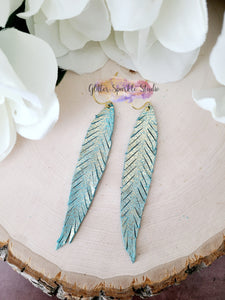 Pair of Mirrored Super Skinny Fringed Feathers Earring or Pendant Steel Rule Combo Die