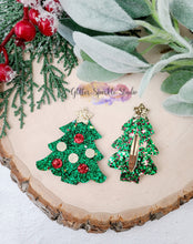 Load image into Gallery viewer, Pre Order Only- Two Holiday trees with Stars &amp; Ornaments Snap Clip Steel Rule Die for appliques or snap clips