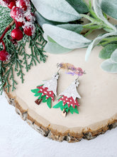 Load image into Gallery viewer, 2 inch Whimsical Layered Star Topped Christmas Tree Petite Dangle Earring Steel Rule Die