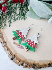 2 inch Whimsical Layered Star Topped Christmas Tree Petite Dangle Earring Steel Rule Die