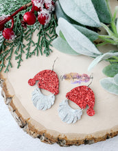 Load image into Gallery viewer, Pair of 2 inch Santa Hat and Fringed Beard Christmas Petite Dangle Earring Steel Rule Die
