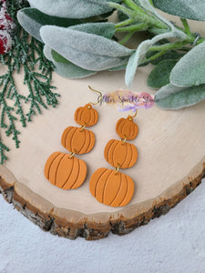 Pair of Stacked Pumpkins Embossing Dangle Earring Steel Rule Die