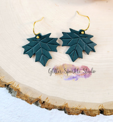 Pair of Tiny 1 inch detailed maple leaf Dangle  Embossing Dangle Petite Earring Steel Rule Die