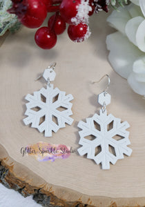 Pair of Embossed Classic Snowflake Earrings Steel Rule Die