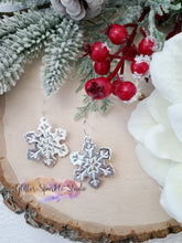 Load image into Gallery viewer, Pair of Pettite Embossed Fluffy Snowflakes Earrings Steel Rule Die