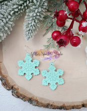 Load image into Gallery viewer, Pair of Pettite Embossed Fluffy Snowflakes Earrings Steel Rule Die