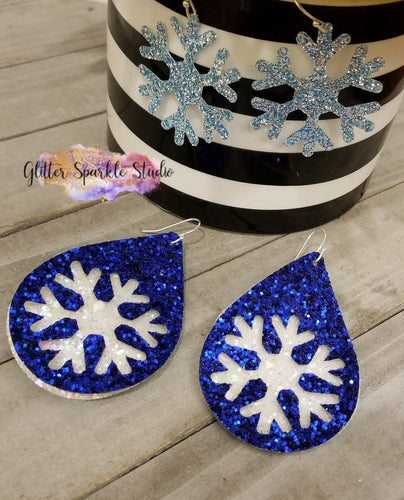 Double Layer Snowflake Teardrop Earrings Steel Rule Die